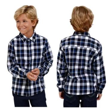 Imagem de Camisa Xadrez Infantil Flanelada Cowboy Festa Junina Caipira Azul do 2