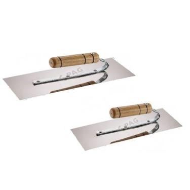 Imagem de Kit desempenadeira aco inox massa corrida 35x12 30x12 p.a.g cabo abert