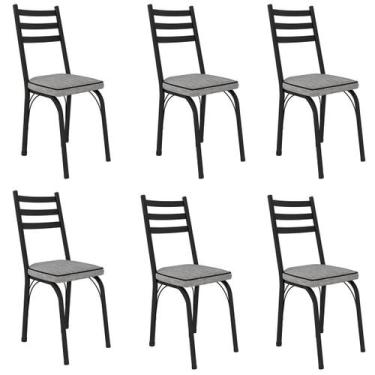 Imagem de Kit 6 Cadeiras para Cozinha Tubular D-13 Nara de Aço - Artefamol, Pret