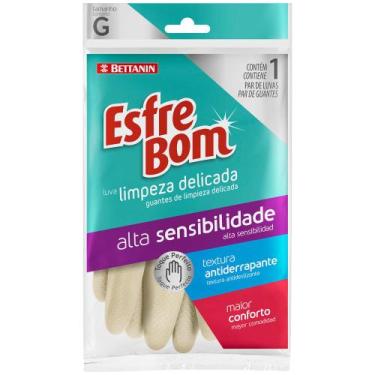 Imagem de Luva Látex para Limpeza Delicada Grande Branca EsfreBom Bettanin