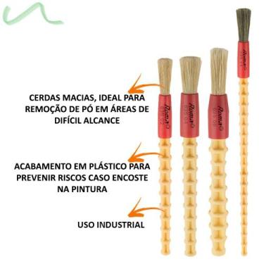 Imagem de Kit Pincel N 2 4 6 8 Lavação Detalhamento Automotivos Motos - Roma