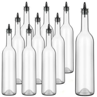 Imagem de Maxdot 10 garrafas de vidro de pescoço longo com garrafa de vinho bordeaux transparente e vazia, suco de xarope de vinho para bar em casa, fazer suco de licor, festa de aniversário de casamento (preto