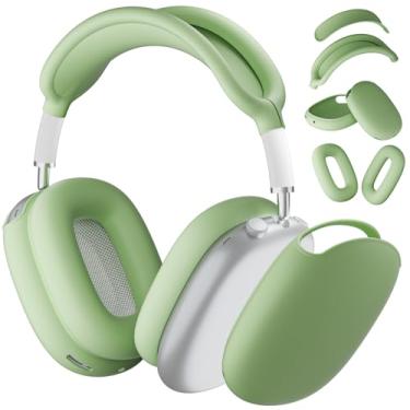 Imagem de ATUAT Capa para fones de ouvido AirPods Max, capa protetora de silicone, acessórios de pele anti-arranhões para mulheres e homens para Apple AirPods Max 2024/2020 (USB-C/Lightning), Matcha