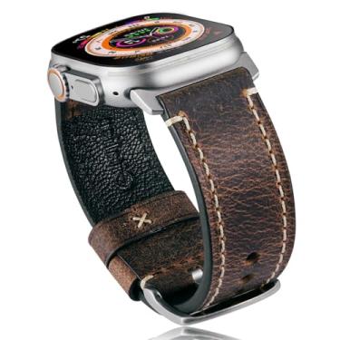 Imagem de Gitalian Pulseira de couro compatível com Apple Watch Ultra 2/1 de 49 mm, 45 mm, 44 mm e 42 mm, para iWatch, séries 9, SE, 8, 7, 6, 5, 4 e café