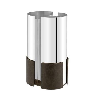 Imagem de Vaso Poiesis Pequeno Prata com Base de Couro Marrom - St James