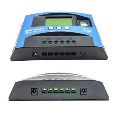 Imagem de Controlador Carga Solar 12v/24v 60a Mppt Dual Usb Tela Lcd - Solar cha