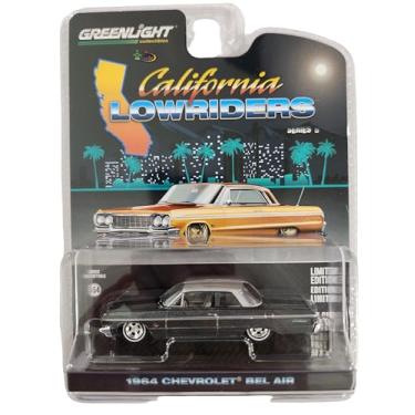 Imagem de Greenlight 63070-D California Lowriders Series 6-1964 Chevy Bel Air - Dark Gray Metallic & Silver Metallic 1:64 Scale