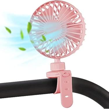 Imagem de Clipe para ventilador de carrinho de bebê, mini ventilador portátil portátil portátil, ventilador de refrigeração de assento de carro recarregável por bateria com alça de silicone flexível para crianças/praia/acampamento (rosa)
