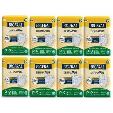 Imagem de KIT 8 FRALDAS GERIATRICA BIGFRAL DERMA PLUS P / 9 = 72 un