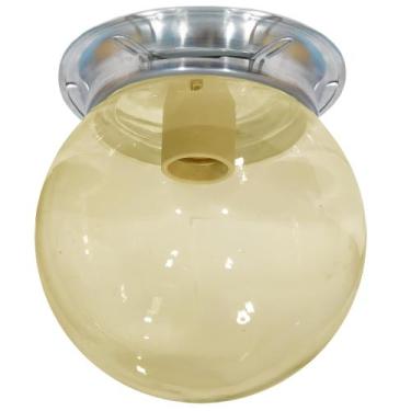 Imagem de Plafon Colonial Aluminio Natural Globo Ambar 10x15 Retrô - CM GLASS - 