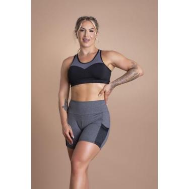 Imagem de Conjunto Fitness Feminino Short Com Bolso Tela E Top Tela Academia Tre