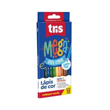 Imagem de Lápis De Cor Escolar Triangular 12 Cores Mega Soft Color Tris  Colorir
