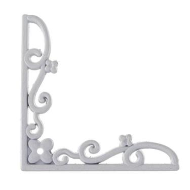 Imagem de Cantoneira Fina Flor Grande 4 Peças Enfeite Espelho Bandeja - Metallic