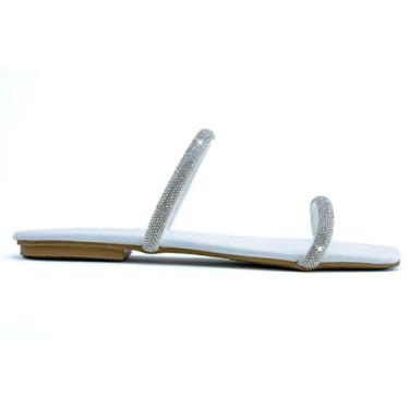 Imagem de Sandália Feminina Rasteirinha Tira Dupla Com Brilho Aplicado - Novo Há