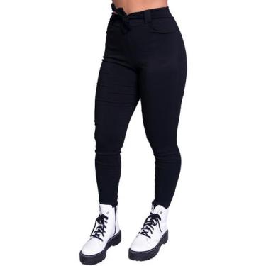 Imagem de Calça Feminina Bengaline Cós Alto Blogueira Cintura Alta - Bella Fiore