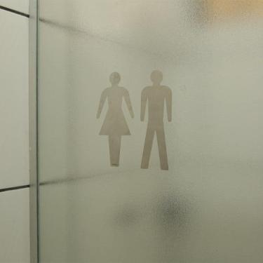 Imagem de Placas Adesivas de Porta Banheiro-Inox-Wc Feminino e Masculino - Maxx 