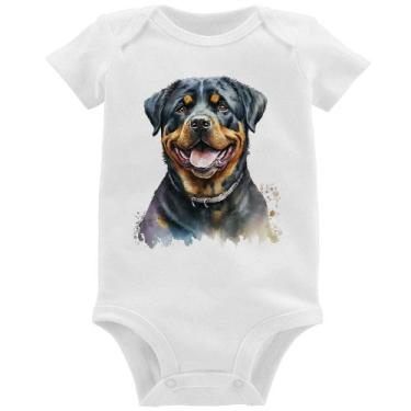 Imagem de Body Bebê Cachorro Rottweiler - Foca na Moda, Branco, P