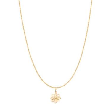 Imagem de Presente Feminino Rommanel Colar + Pingente Flor Banhado Ouro 18k Lind
