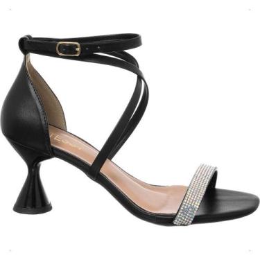 Imagem de Sandália Saltinho Taça Rolha Brilho Strass Festa - Stessy Shoes, Preto