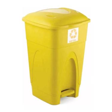Imagem de Lixeira Cesto Pedal 30l Coleta Seletiva Reciclagem Amarelo
