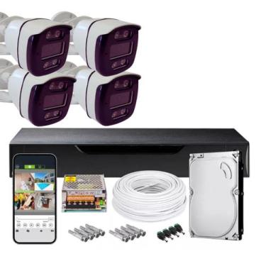 Imagem de Kit cftv dvr 8 canais 04 cameras collors 1080p 3.6mm hd500gb - POLICFT