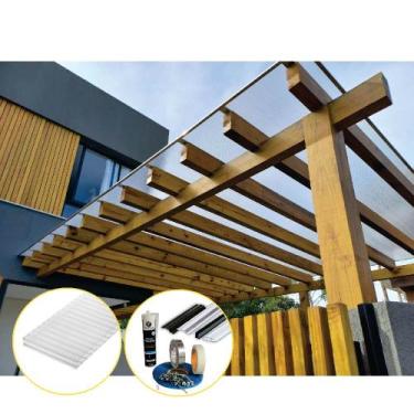 Imagem de Kit Policarbonato Cristal 6mm 12,00m x 4,00m - Perfis Naturais - RM Po