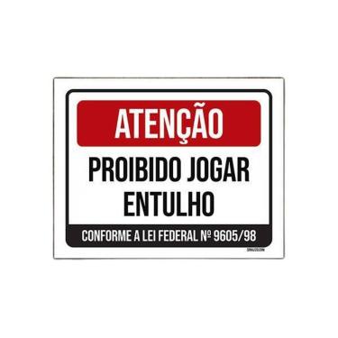 Imagem de Placa De Sinalização - Atenção Proibido Jogar Entulho 18X23