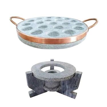Imagem de Fogareiro Réchaud G e Provolera Redonda 23cm Pedra Sabão - Industria S