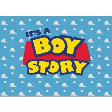 Imagem de Desenhos animados céu azul nuvens brancas brinquedo menino história tema fotografia pano de fundo crianças meninos festa de aniversário crianças recém-nascidos chá de bebê sobremesa bolo decoração