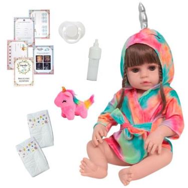 Imagem de Bebê Valentina Tipo Reborn 100% Vinil Siliconado Com Pelúcia - Cegonha