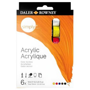 Imagem de Tinta Acrilica Daler & Rowney Simply 12ml com 6 Cores