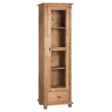 Imagem de Cristaleira de Vidro e Madeira Antique com 1 Porta e 1 Gaveta - 109 - 