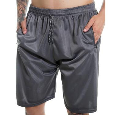Imagem de Bermuda Masculina Ziper Short Bolso Lateral Academia Treino, Cinza, G