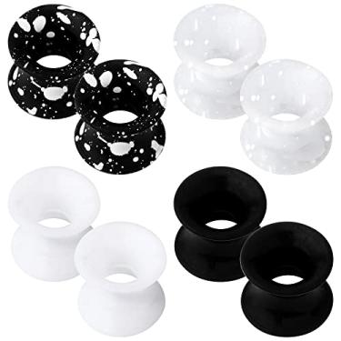 Imagem de OUFER Alargadores de orelha flexíveis de silicone, alargadores de alargadores de orelha com alargador duplo, alargadores de orelha de carne, joia para mulheres e homens, Metal, Zircônia cúbica