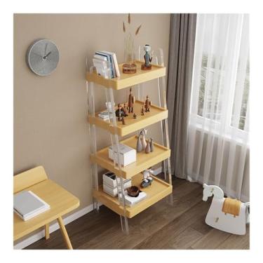 Imagem de Rack de armazenamento trapezoidal, estante de madeira maciça, rack de acrílico, rack de armazenamento de 4 camadas, rack de exibição criativo para flores para sala de estar, quarto, escritório,