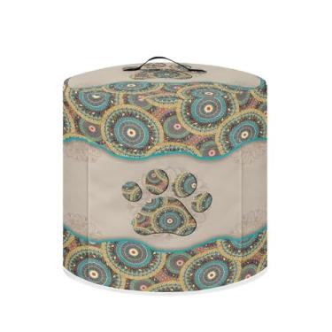 Imagem de Suobstales Boho Mandala Print Capa contra poeira para panela instantânea de 6 litros, design de pata de cachorro, capa de panela de pressão à prova de poeira, capa de aparelho elétrico, acessórios de