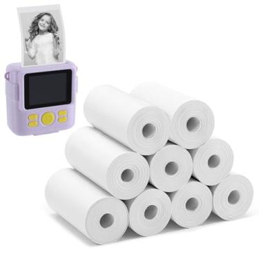 Imagem de Pacote com 9 rolos de papel para câmera infantil - papel de impressão instantânea para câmera HD infantil, rolos de papel para impressora fotográfica térmica para a maioria das crianças, presentes de