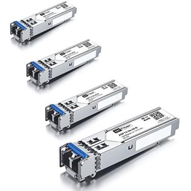 Imagem de H!Fiber.com Pacote com 4 módulos SFP LC de modo único de 1,25 G, transceptor de fibra 1000Base-LX/LH para Cisco GLC-LH-SMD, Ubiquiti UF-SM-1G, UniFi, Mikrotik, Intel, Netgear AGM732F, D-Link (SMF