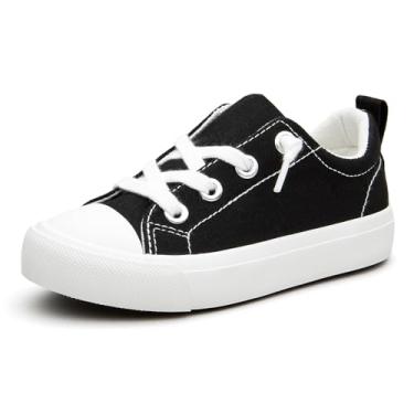 Imagem de Tênis infantil de lona para meninos e meninas sem cadarço para crianças pequenas e grandes, Preto, 10 Toddler