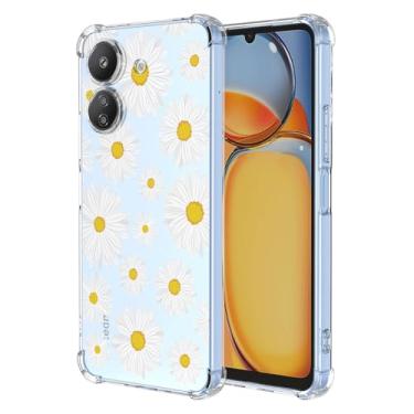 Imagem de JDYGWK Capa para Xiaomi Redmi 13C 4G Poco C65 com estampa de flores transparentes, TPU macio, fina, leve, à prova de choque, capa protetora antiarranhões para Xiaomi Redmi 13C 4G, margarida