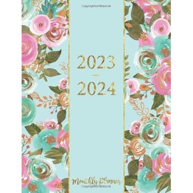 Imagem de 2023-2024 Monthly Planner: 24 Months Agenda Planner with Holiday, January 2023-December 2024 | Two Year Planner Academic Schedule Organizer with Mint Pink Flower Cover