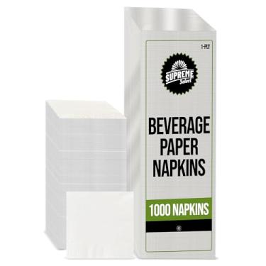 Imagem de Supreme Select Guardanapos descartáveis para bebidas – Guardanapos quadrados de coquetel a granel, 1 camada – perfeitos para sobremesas, bar, restaurante, café, casamento, festas [1000 unidades,