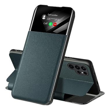 Imagem de HAO RIYLN Verde, S24 Ultra, Capa para Samsung Galaxy S24ultra/S24plus/S24, Flip Clear View Window Wallet Capa de Couro com Slot para Cartão Capa de Proteção de Corpo Inteiro