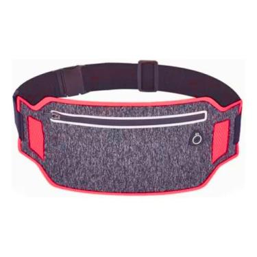 Imagem de Pochete Corrida Fitness Slim Cintura Antifurto Money Viagem Doleira Água Porta Celular Documento Treino Academia Caminhada Bike Celular (Cinza/Vermelho)