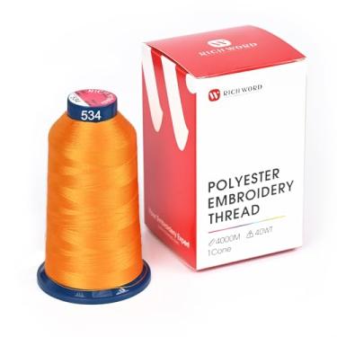 Imagem de RICHWORD Fio de bordado amarelo 4000 m (4374Y) 40 WT Fio de poliéster 100 cores selecionadas para várias agulhas comerciais e máquina de bordar de agulha única 0534