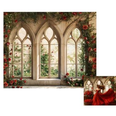 Imagem de Kate 3 x 2,4 m primavera rosa vermelha decoração janela janela fotografia cenário dia dos namorados jardim galeria edifício casamento noiva retrato foto fundo