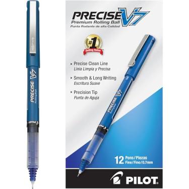Imagem de Pilot, Precise V7, canetas esferográficas de tinta líquida tampada, ponta fina de 0,7 mm, azul, pacote com 12