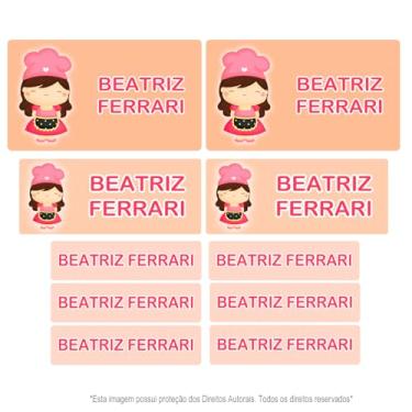 Imagem de Etiqueta escolar personalizada impermeavel vinil confeiteira 130 unidades (Laranja)