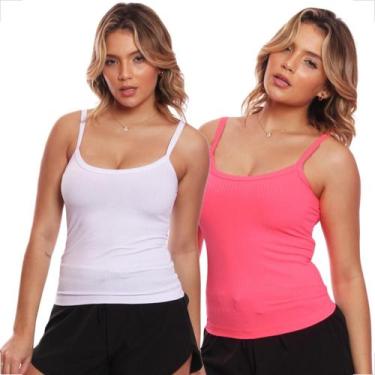 Imagem de Kit 2 Blusinha Alcinha Regata Fitness Canelada Básica - MC Digital, G,