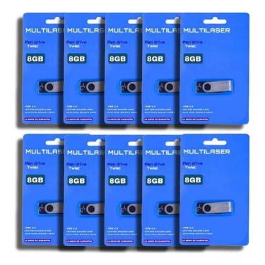 Imagem de Kit 10 Pendrive 8gb Multilaser Pd587 Usb Original Atacado